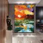 Hand Painted Oil Painting Abstract Sunset Glow Painting On Canvas Bright Textured Modern Canvas Wall Art For Living Room HomeDecoration Wall Painting Doba