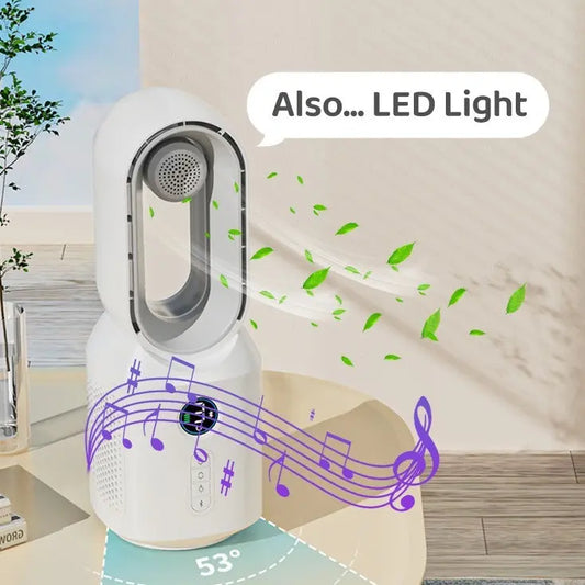 New Multi-functional Bladeless Fan Bluetooth Speaker LED Night Light For Home Room Decoration Zair37